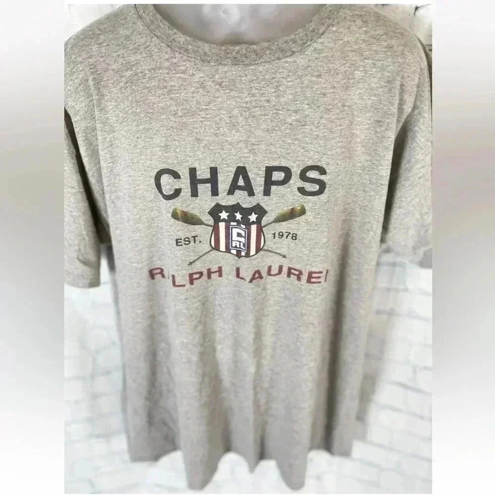 vintage Chaps Ralph Lauren T Shirt Mens XL USA 1990s‎ Rowing Casual Gray tee top